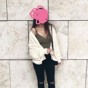 TOPSHOP cropped olive ribbed tank